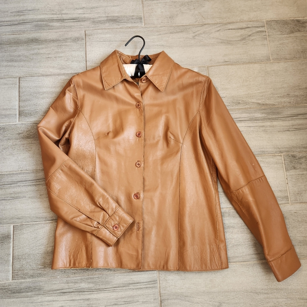 Vintage 90s Originaux Par Pablo Jacket Women's M Tan Leather Western Shirt Boho